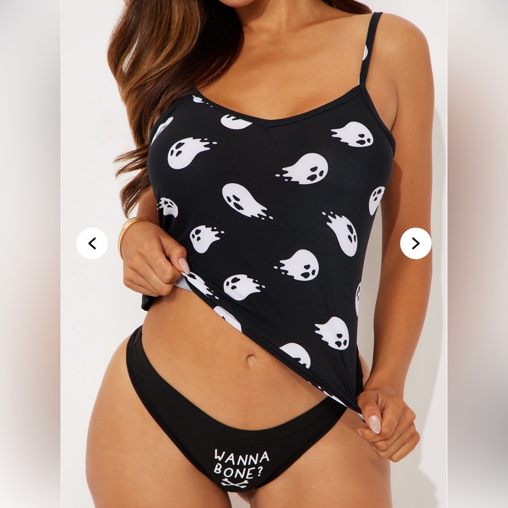 Nwt Wanna Bone Halloween Cami and Thong Pj Set